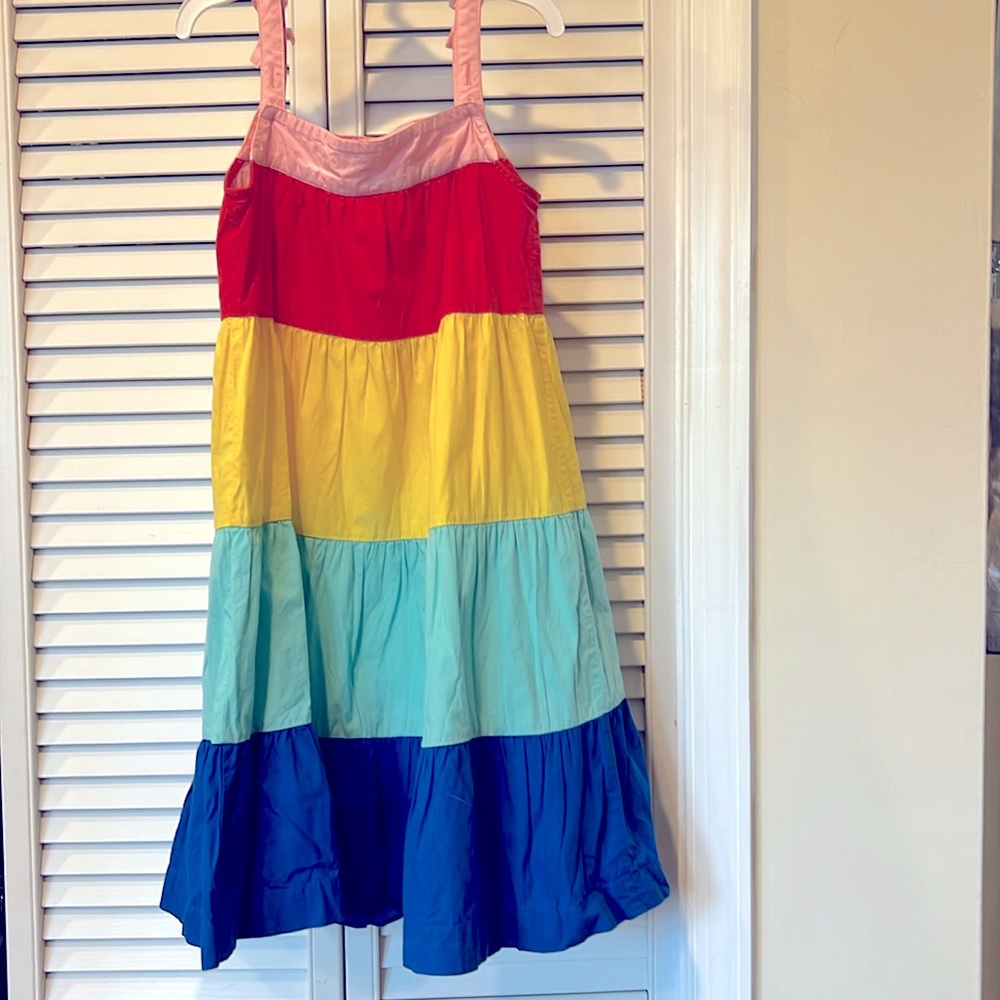 Hanna Andersson Rainbow Tiered Sundress in Pink, Red, Yellow, Aqua, Blue
